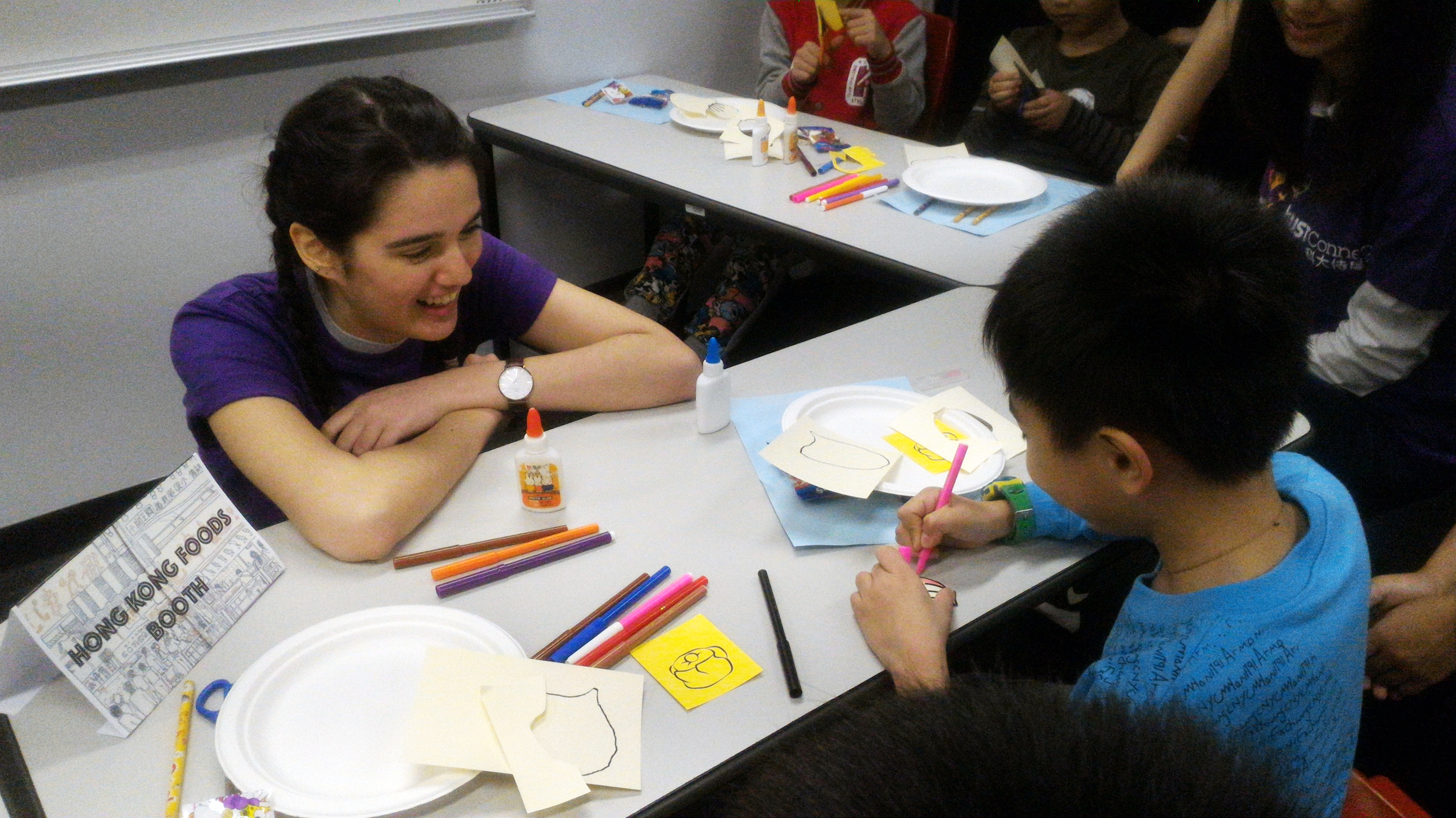 A kid drawing some Hong Kong local food