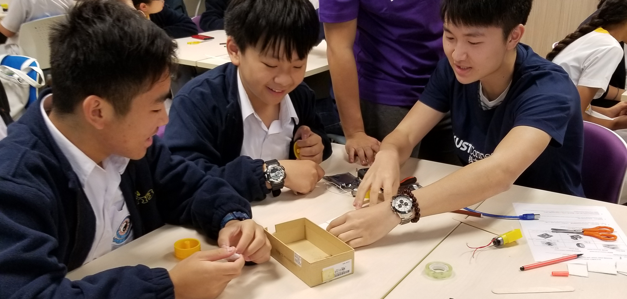 Making their own car in the Science workshop