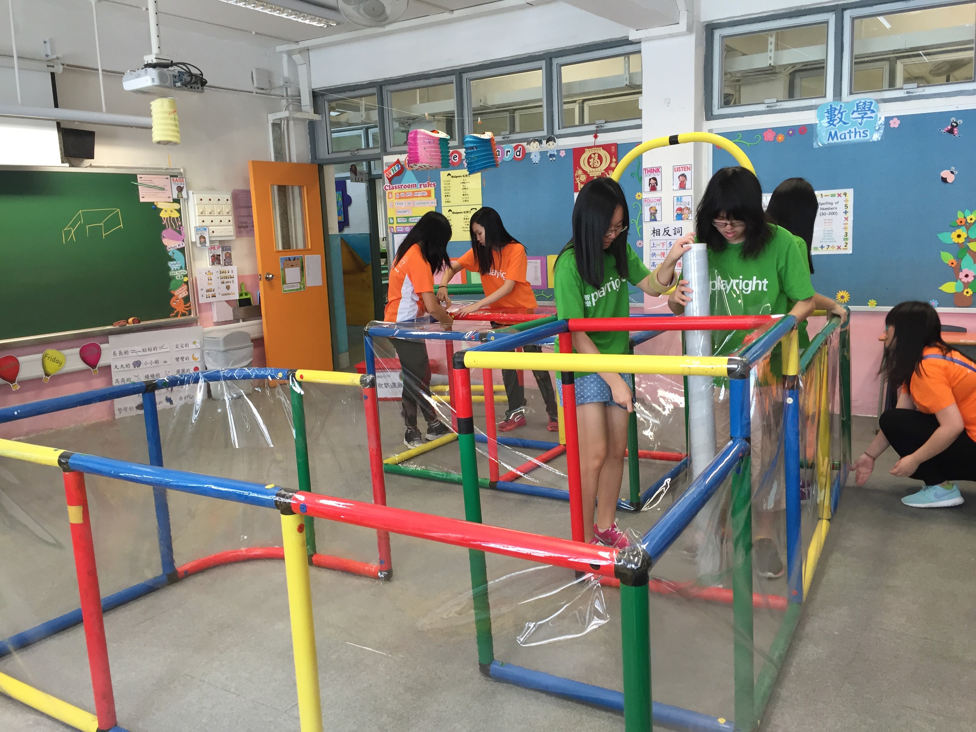 Volunteers setting up the venue