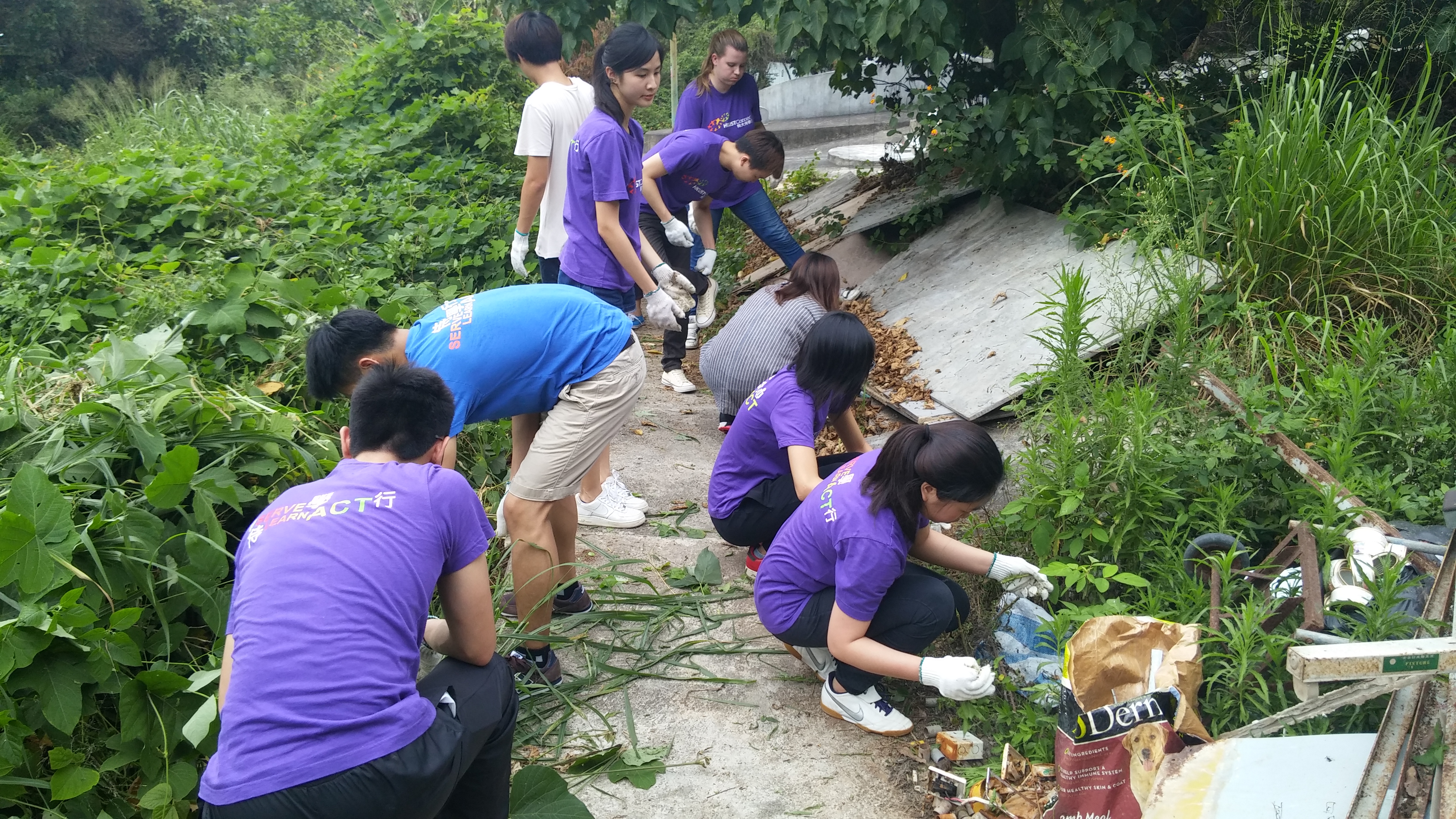 Volunteers assisted the center in cleaning up the pathway at entrance