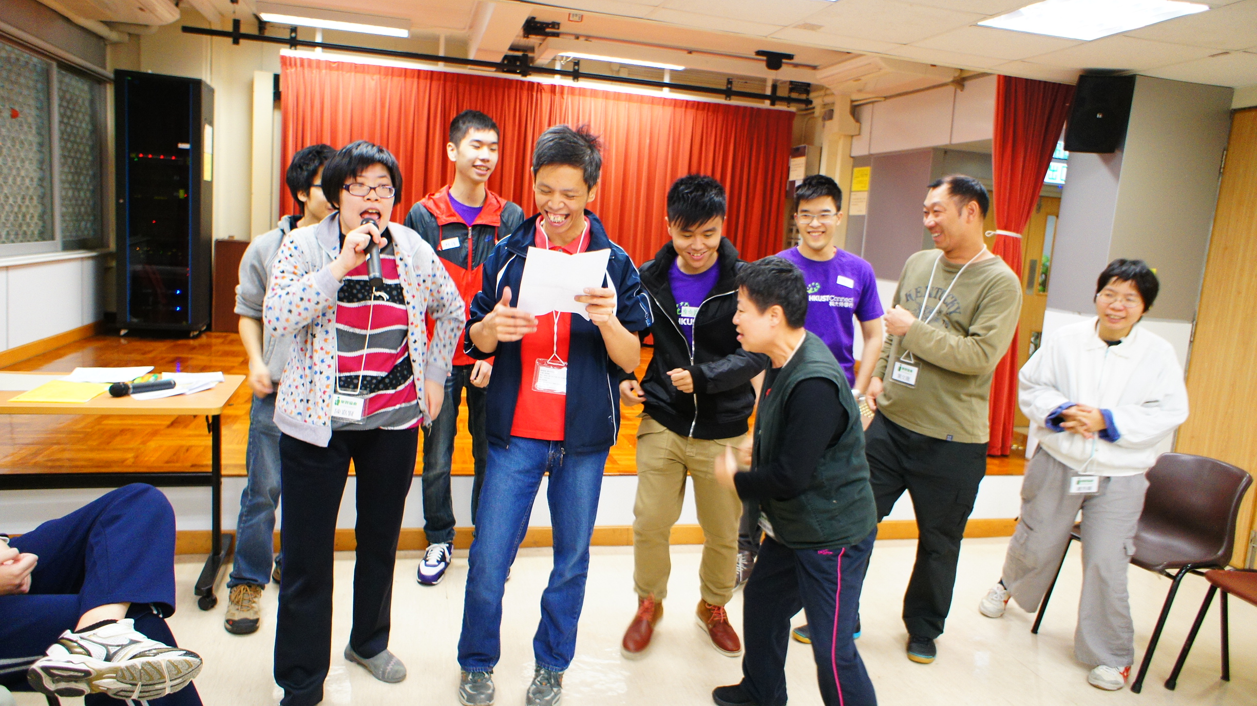 Service recipients performing a drama
