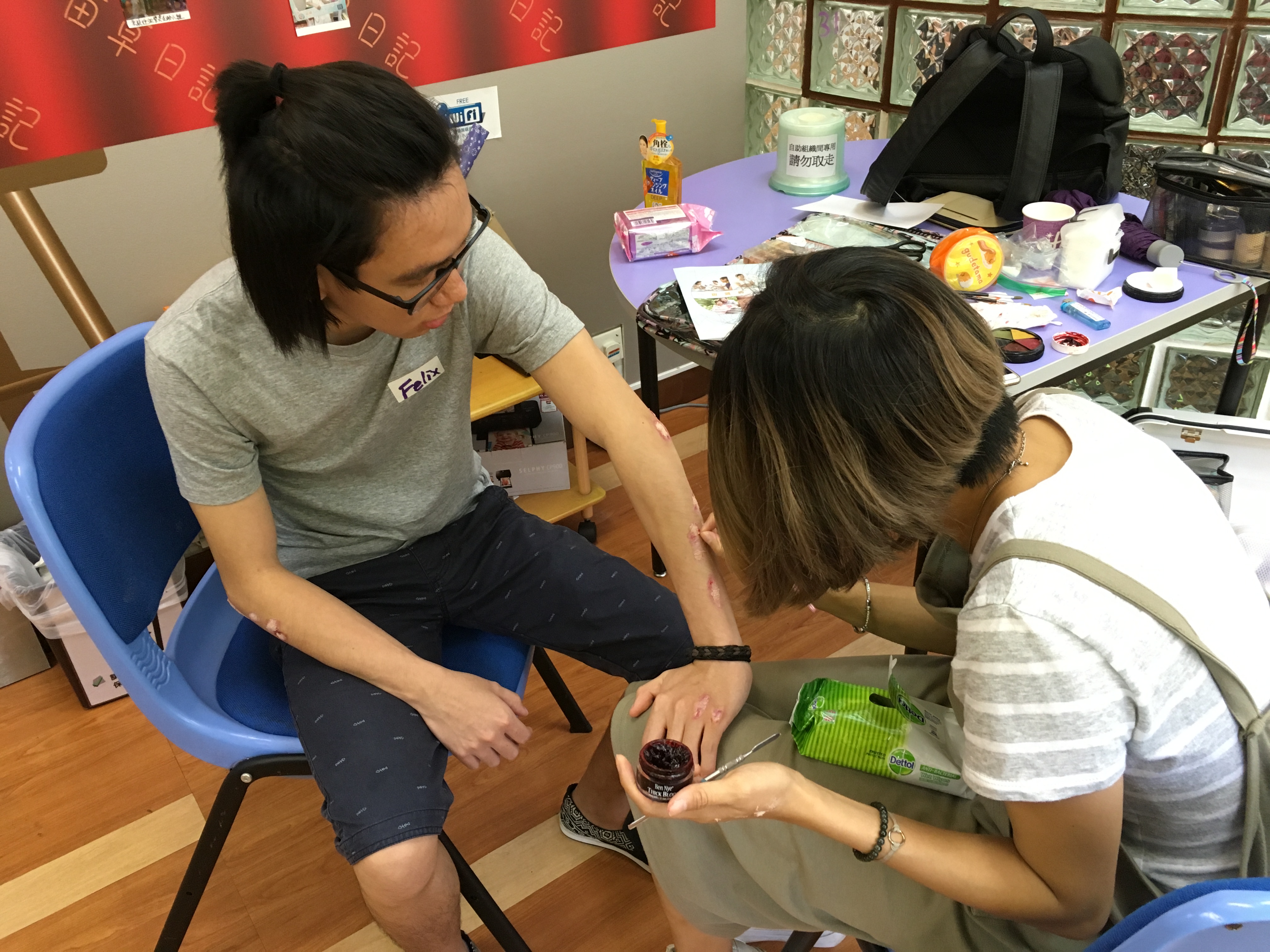 Volunteer having Psoriatic make up