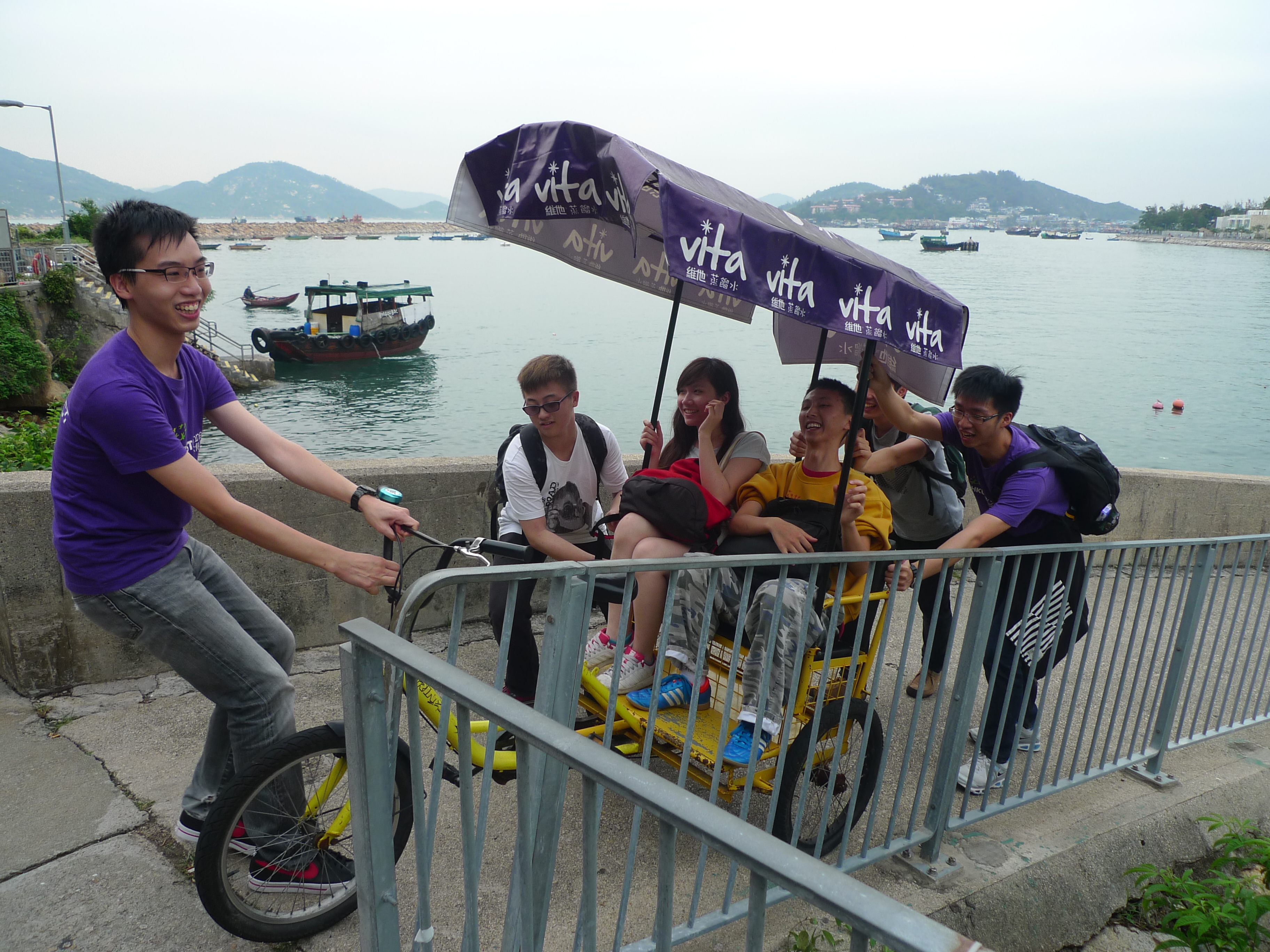 Volunteers driving the service recipients across the slope