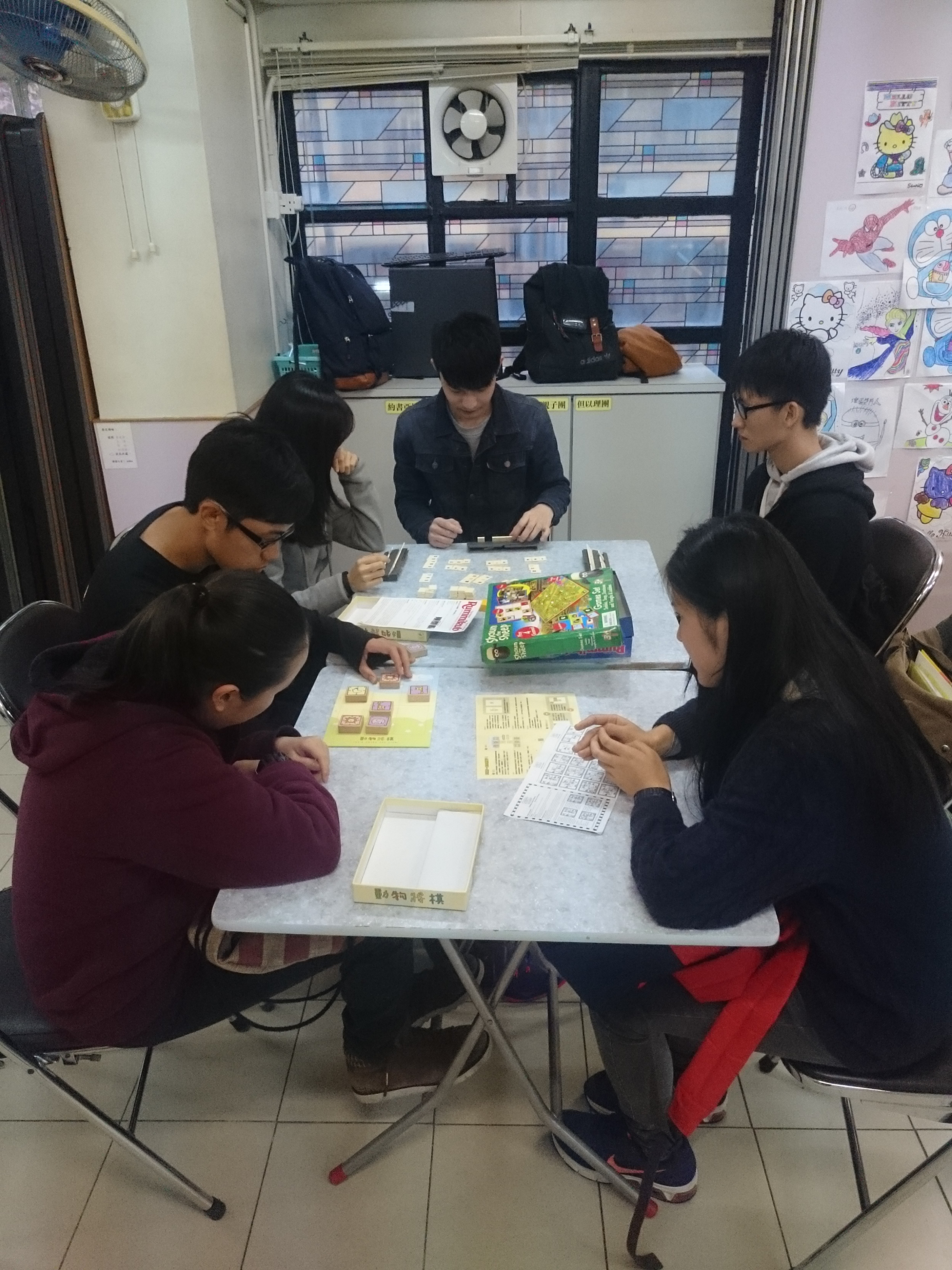 Volunteers preparing games for the kids