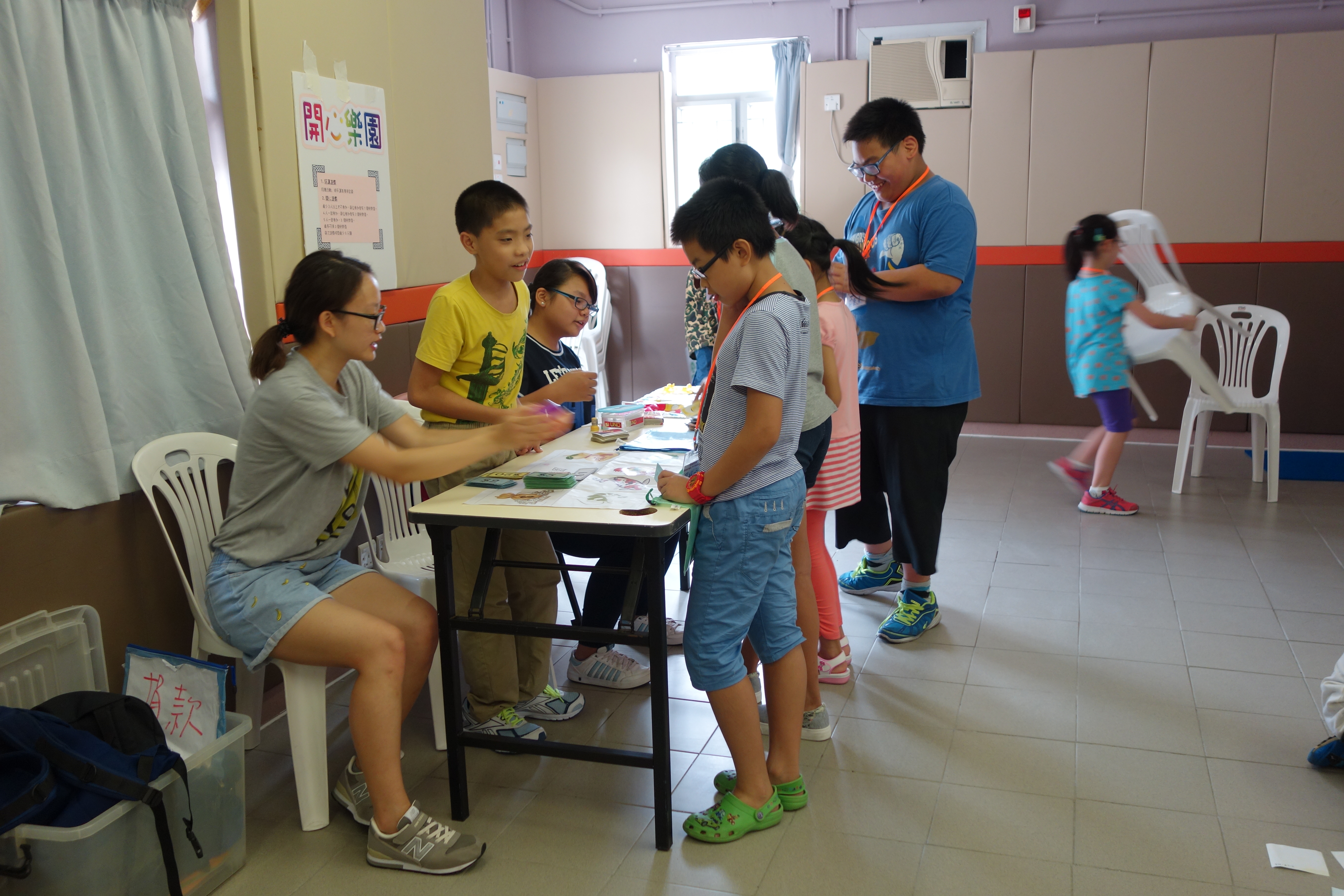 Children acting different roles in the simulation game