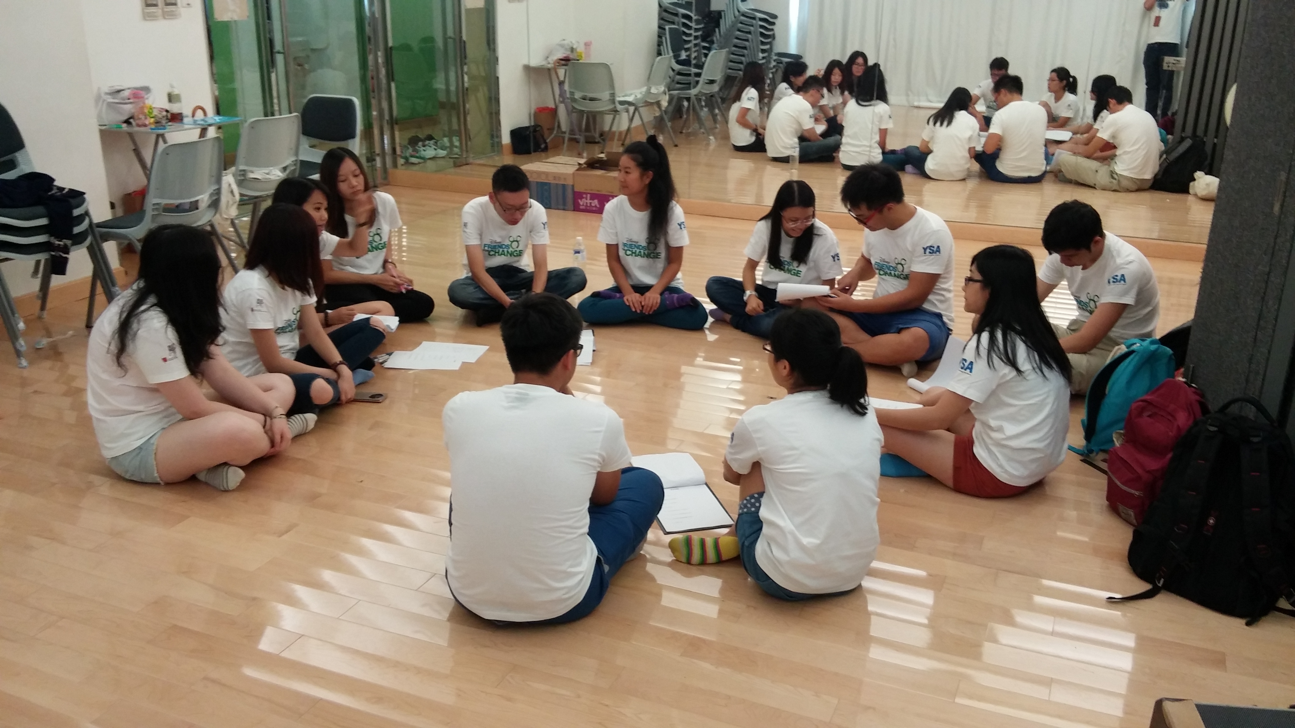 Volunteers preparing for the visit to community shops