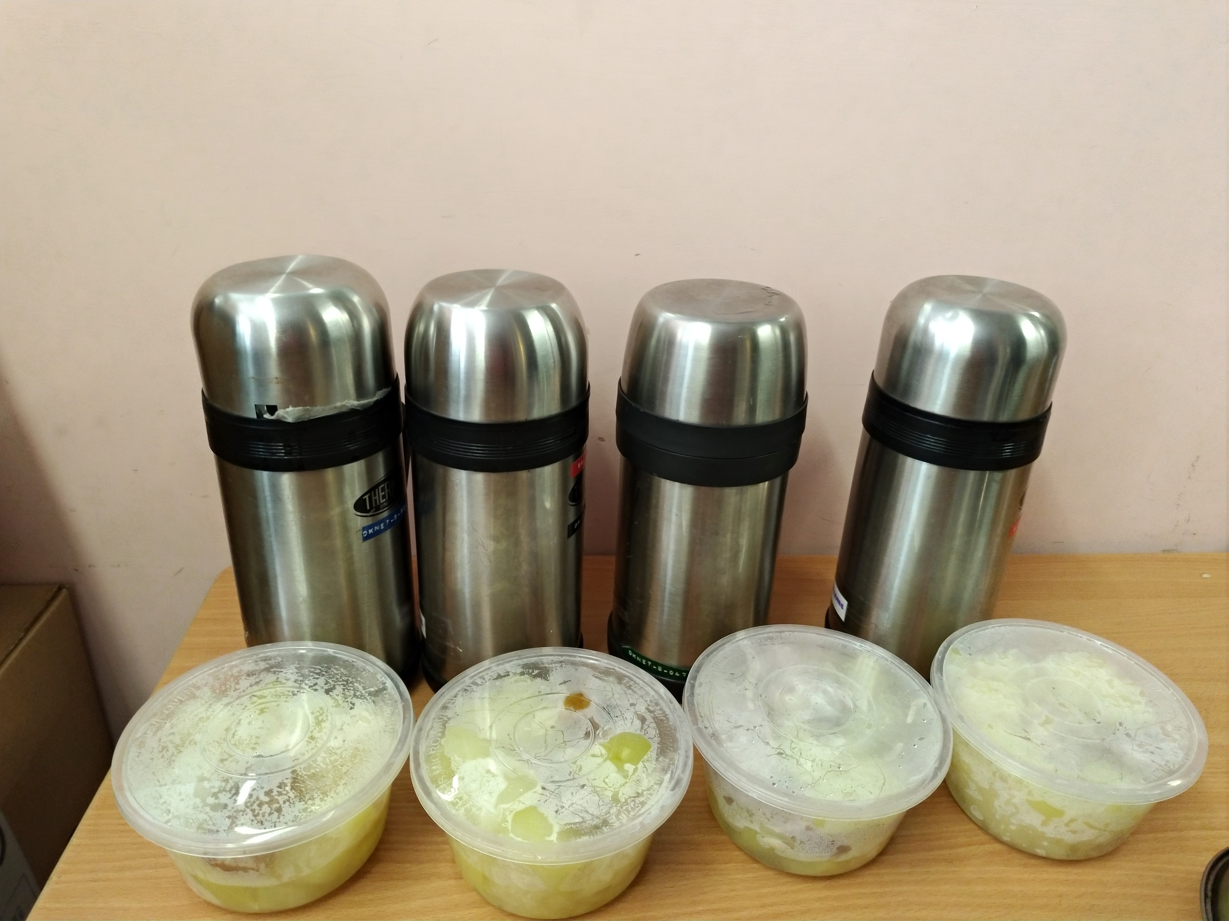 Ready for delivering soup to elderly!