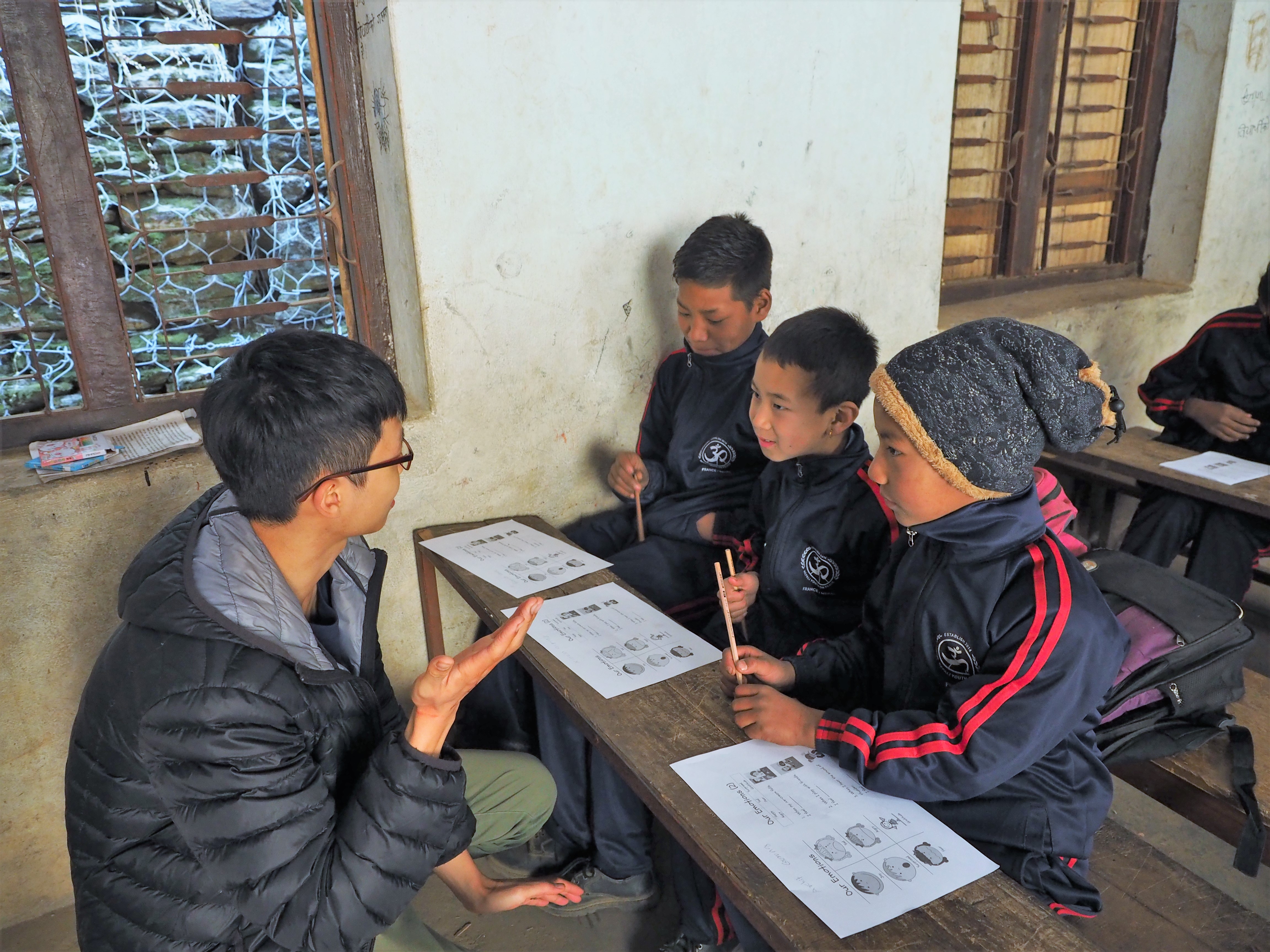 Interacting with children and villagers 