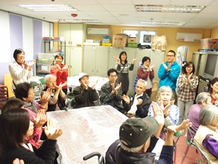 The elders practicing hand exercises