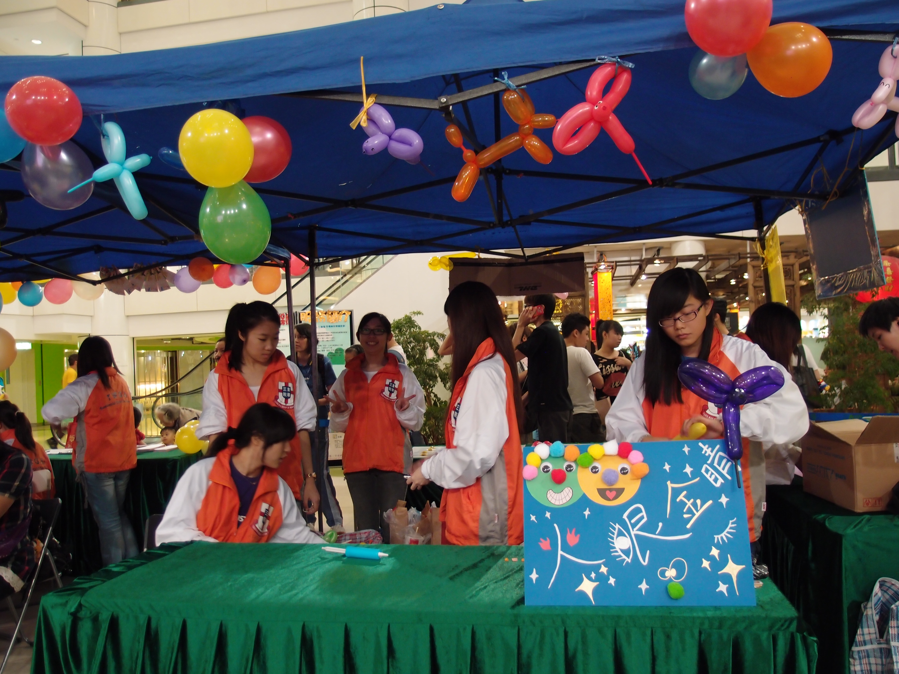 Volunteers preparing the booths