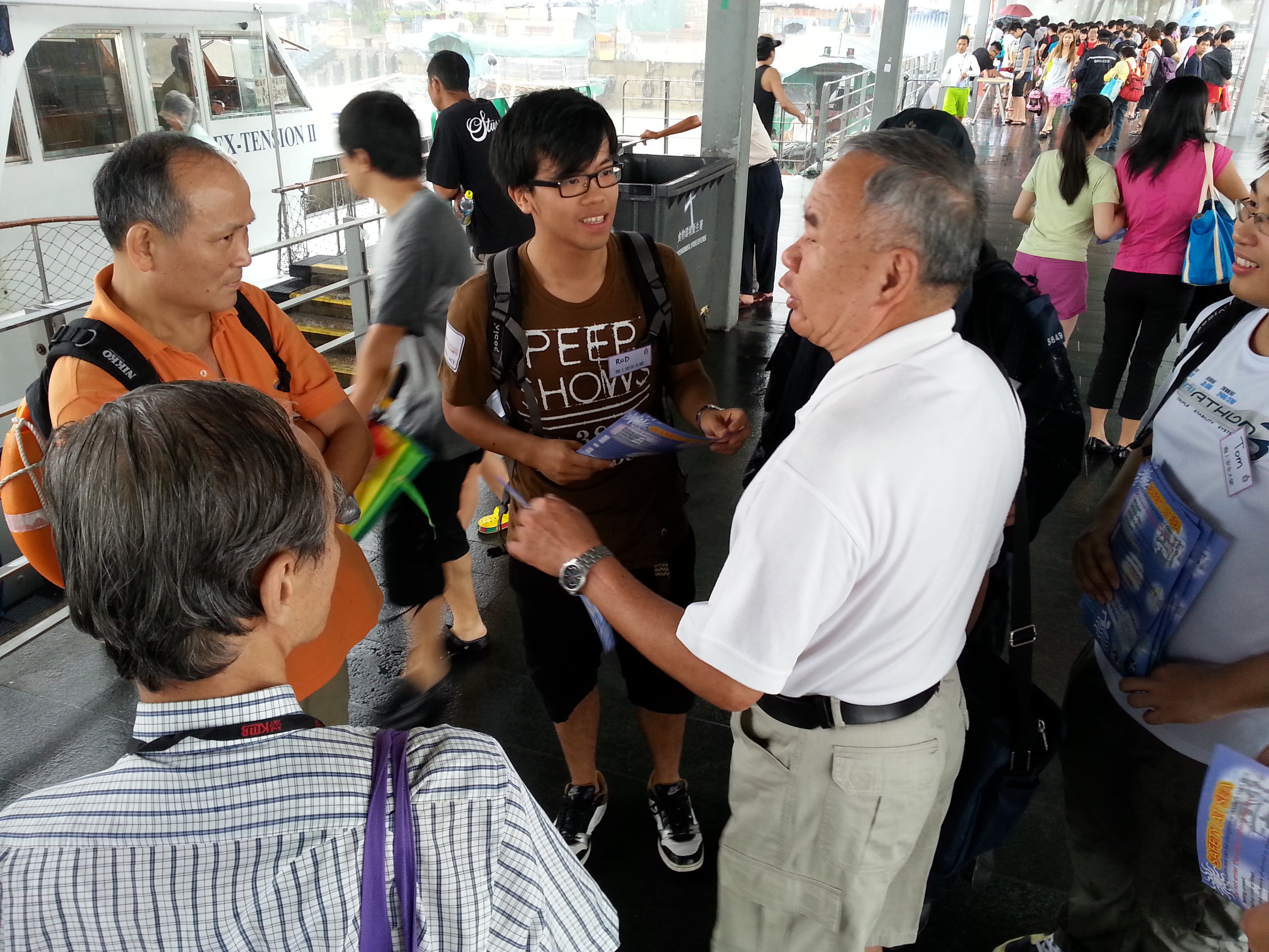 Volunteer promoting sea safety to the residents