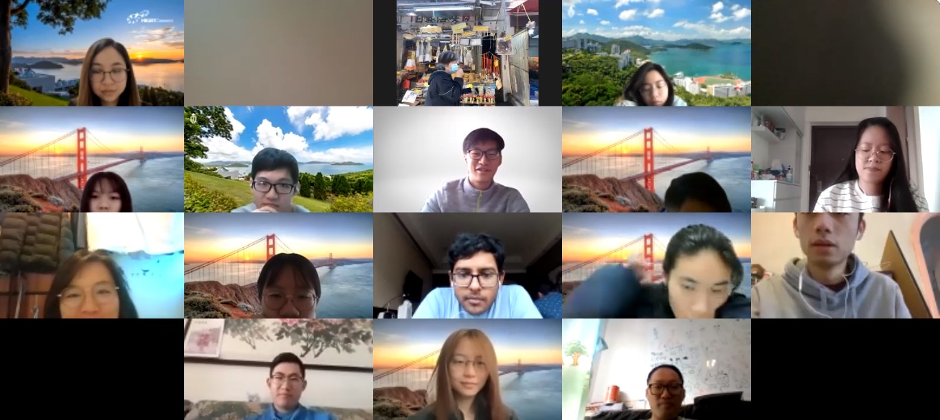 Students having a virtual tour to Tai O on Zoom