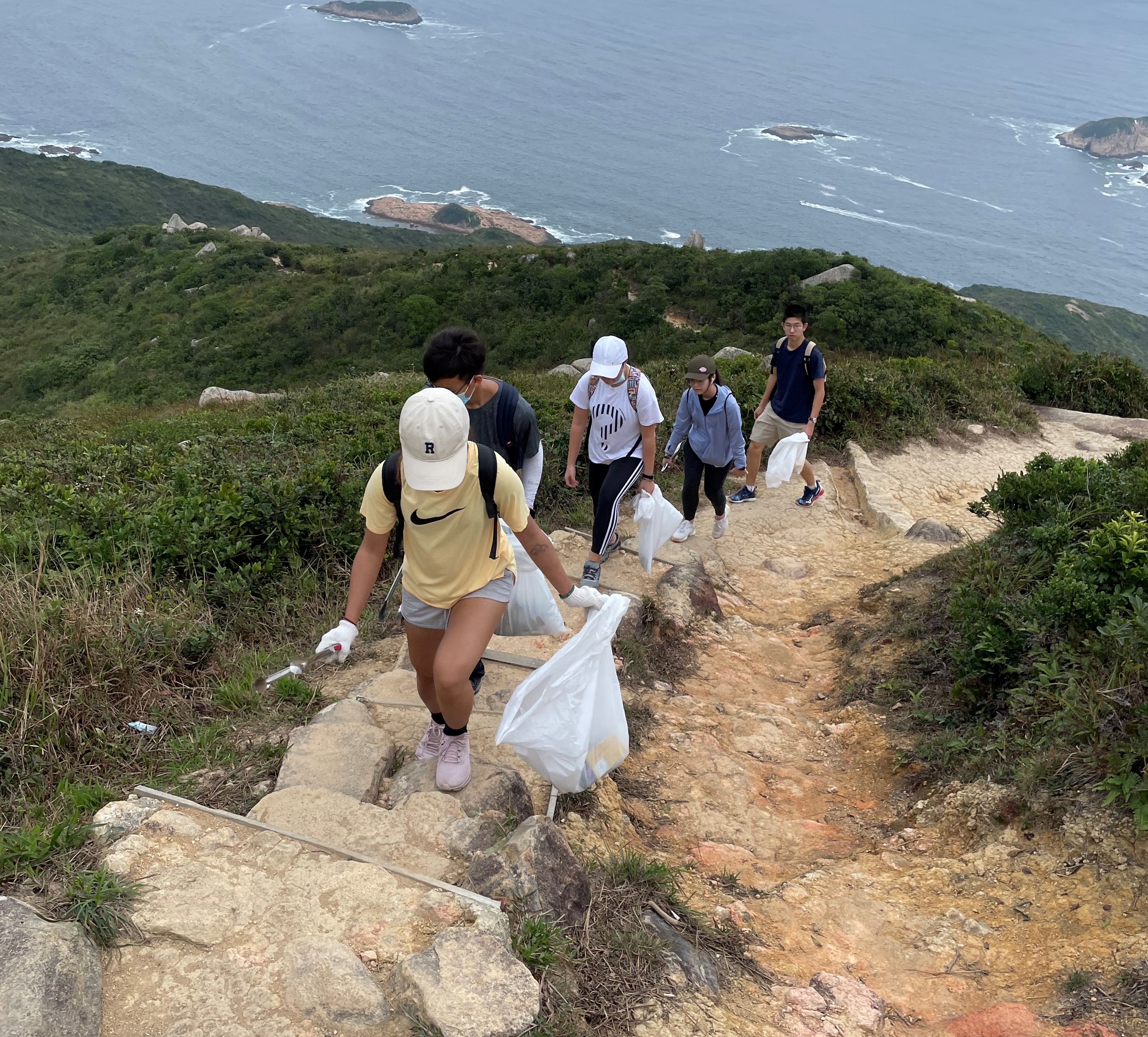 Volunteers hiking along the Lung Ha Wan Country Trail