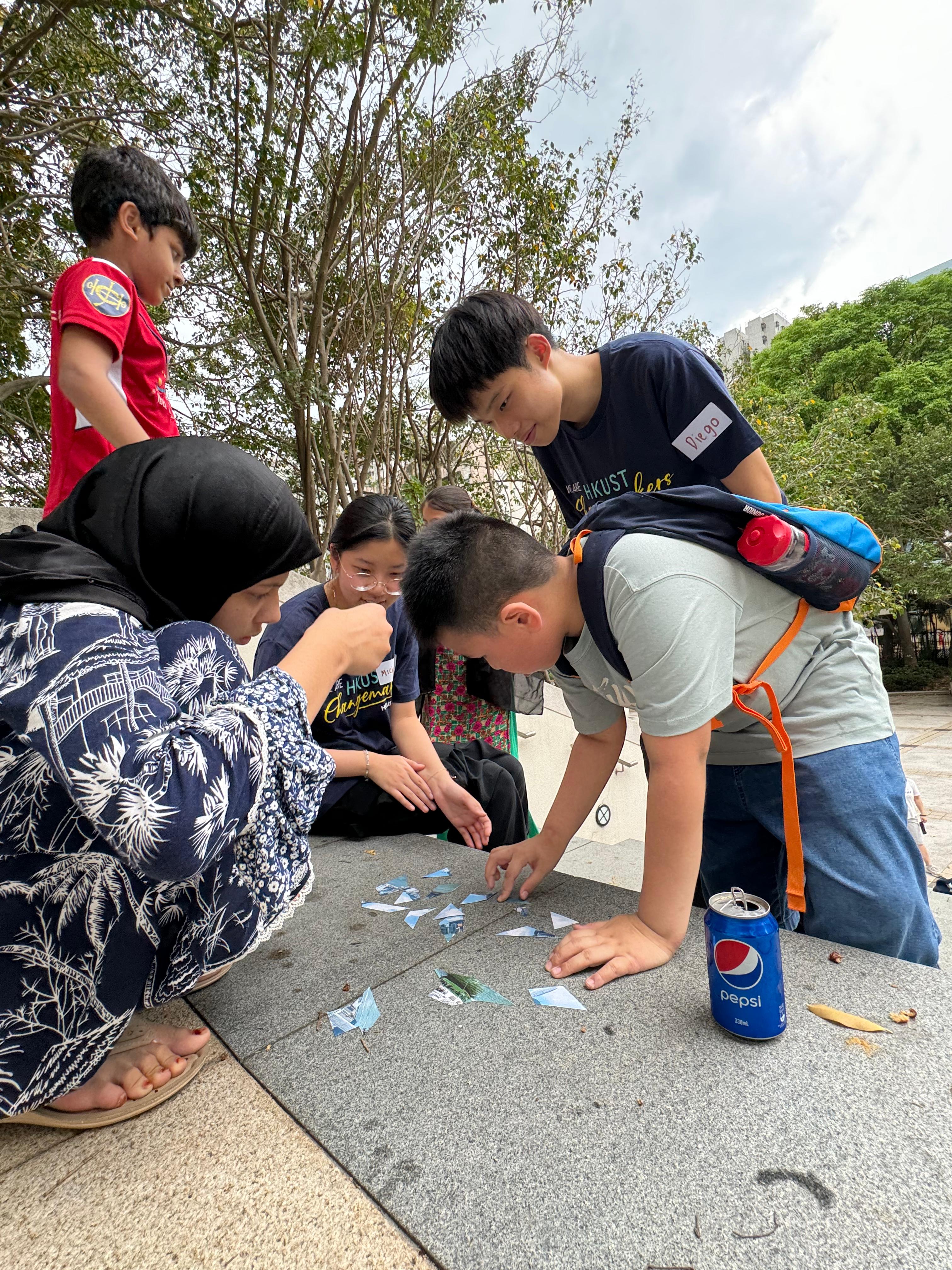 Children working on the checkpoint tasks.
