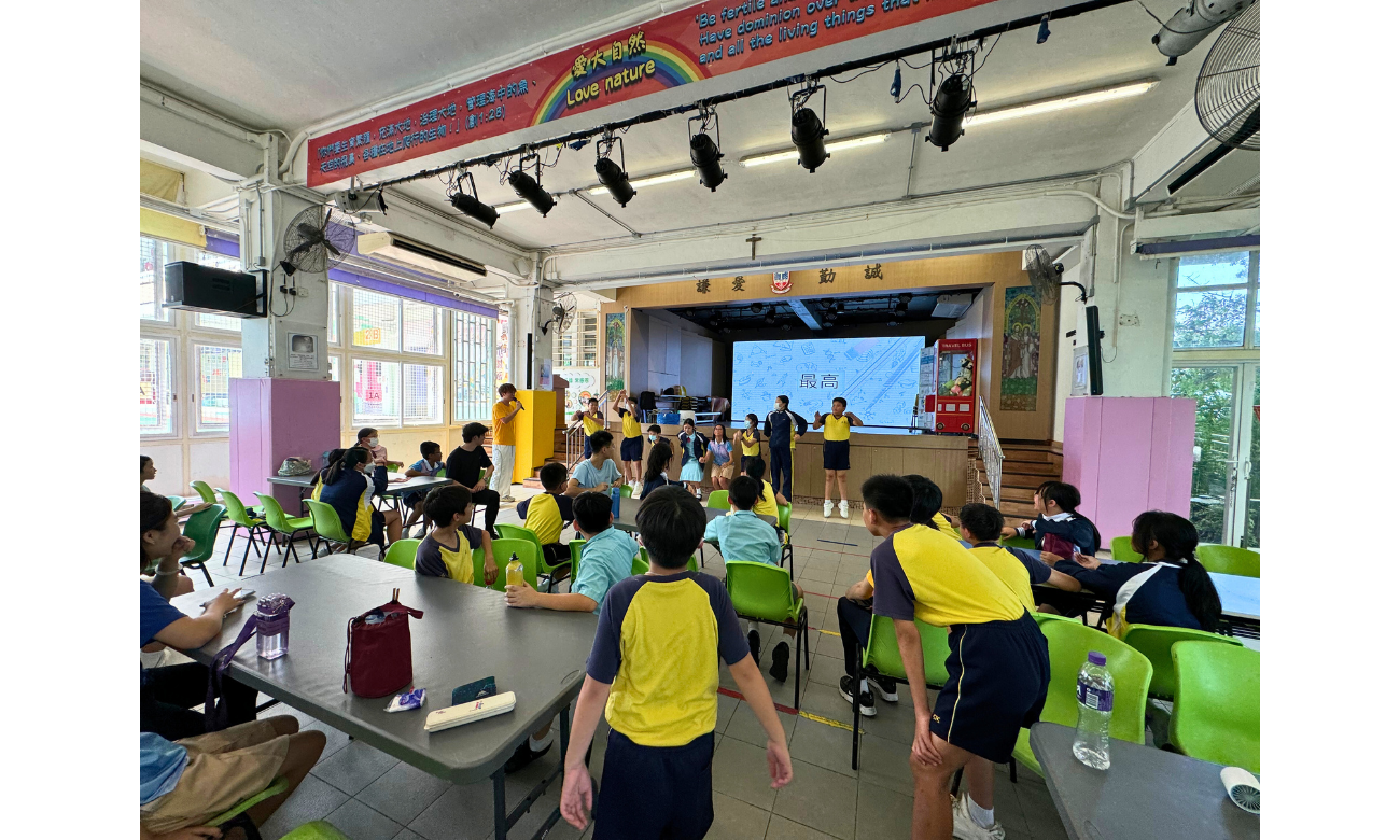 Students getting warmed up in team games