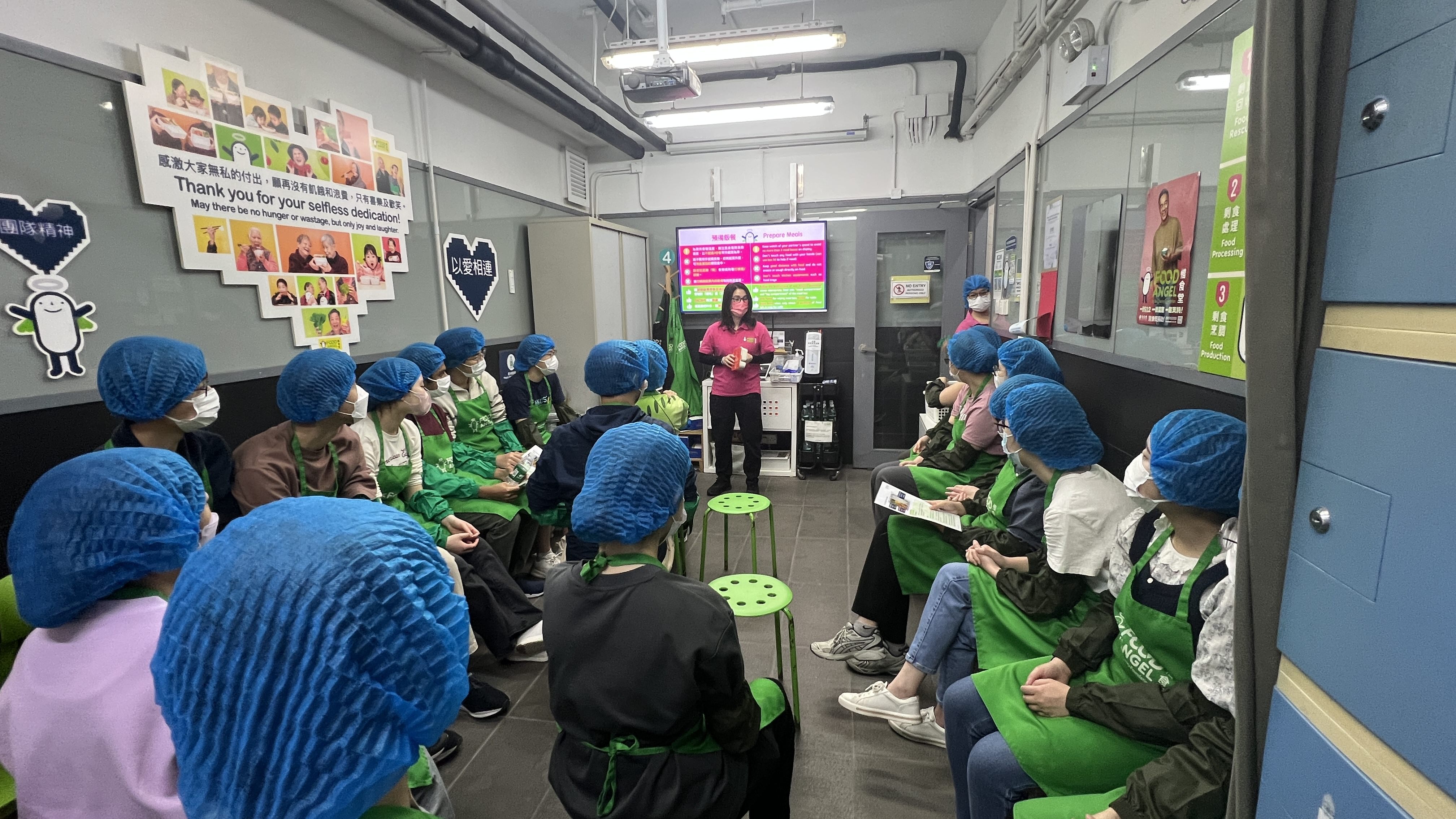 Volunteers gearing up for meal packaging