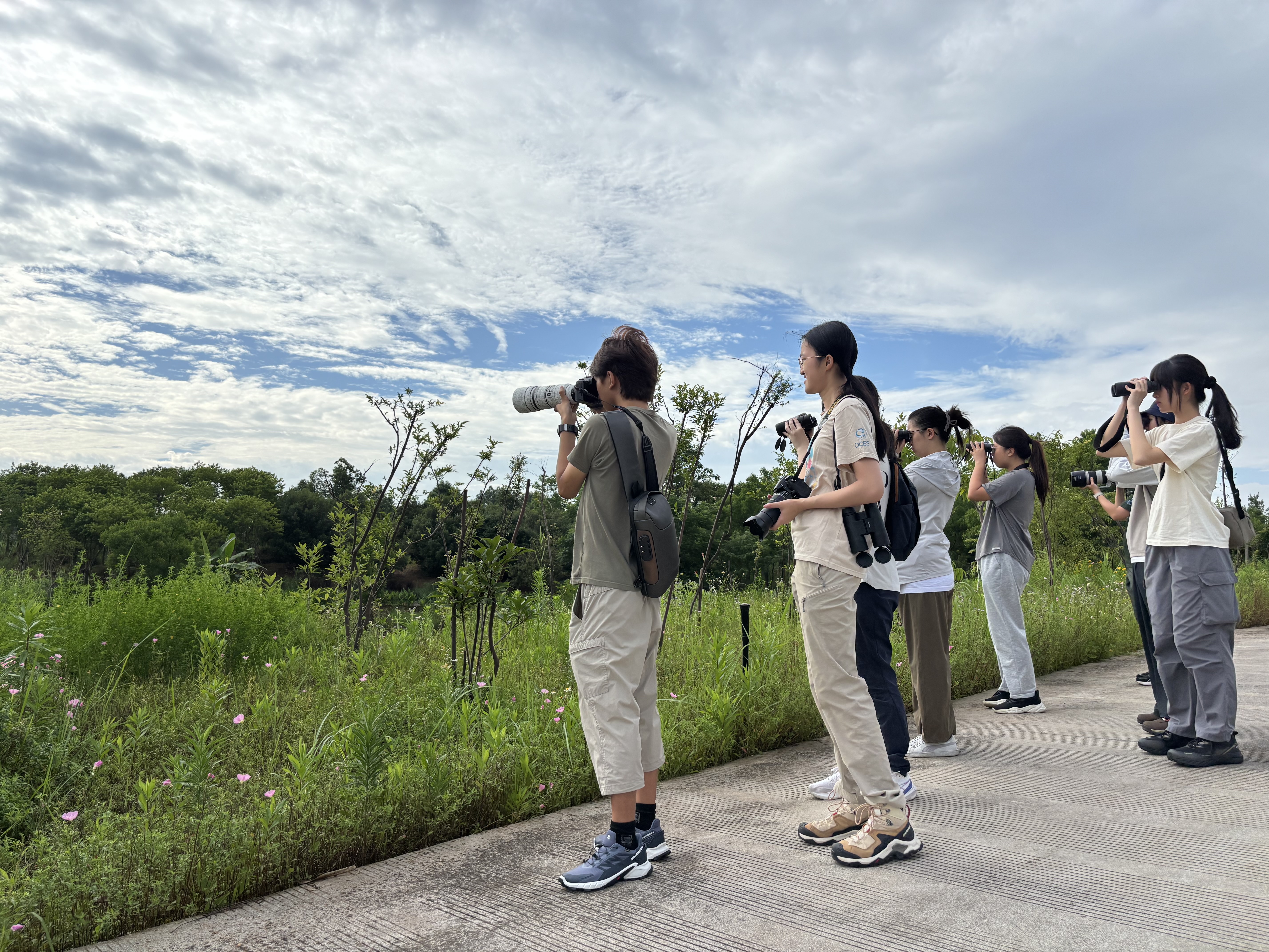 Students surveying bird species
