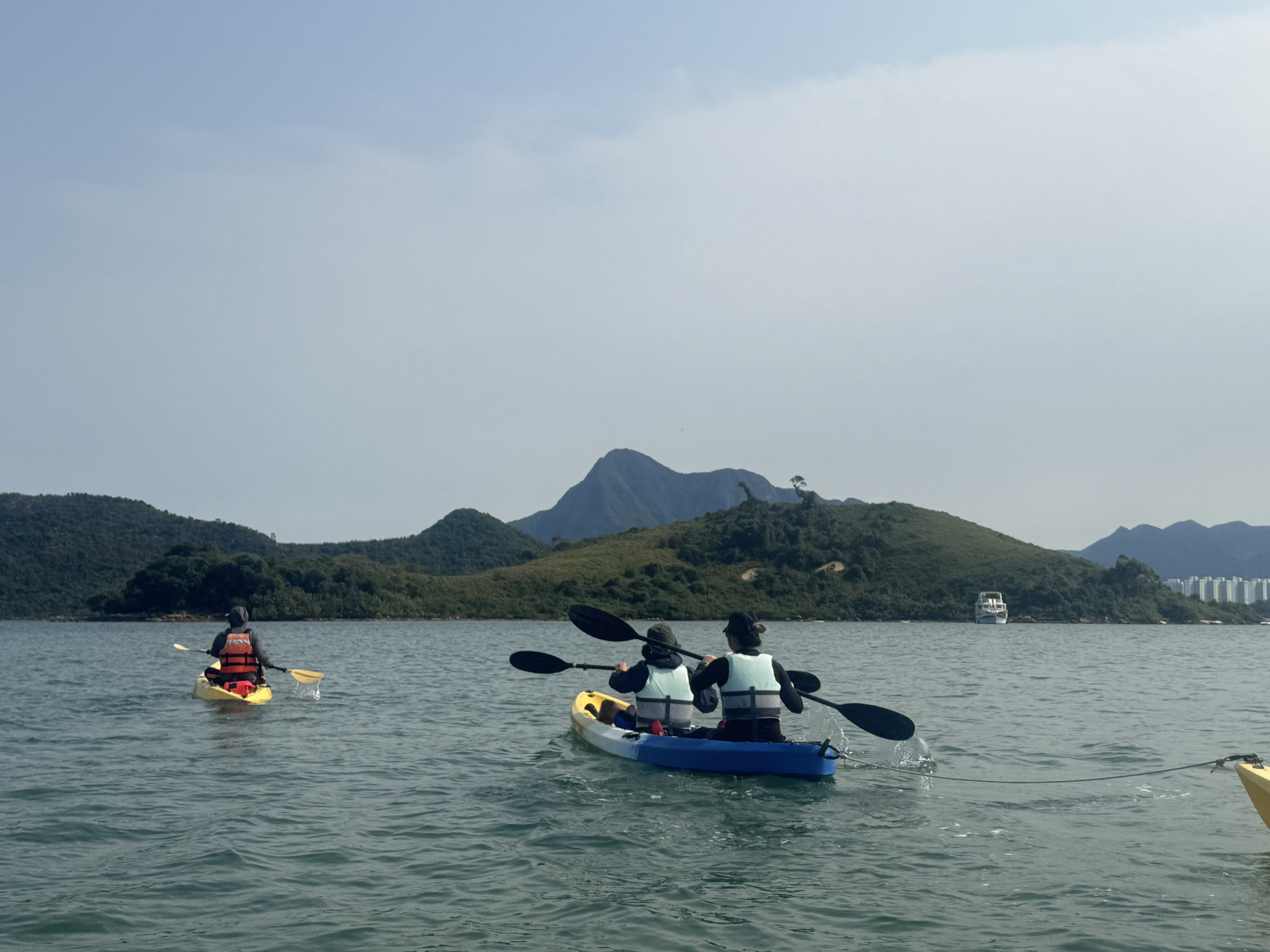Practicing kayaking skills in a pleasant environment