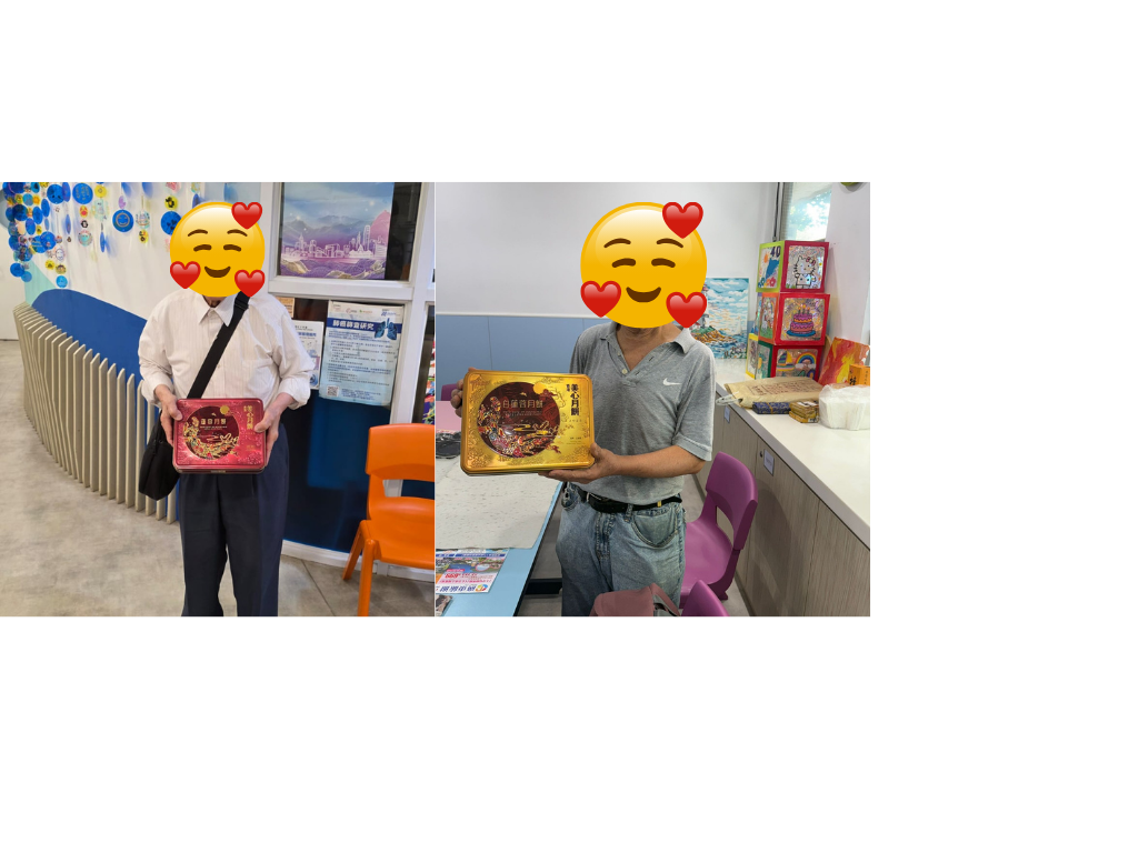 Charity partners distributing mooncakes to local families