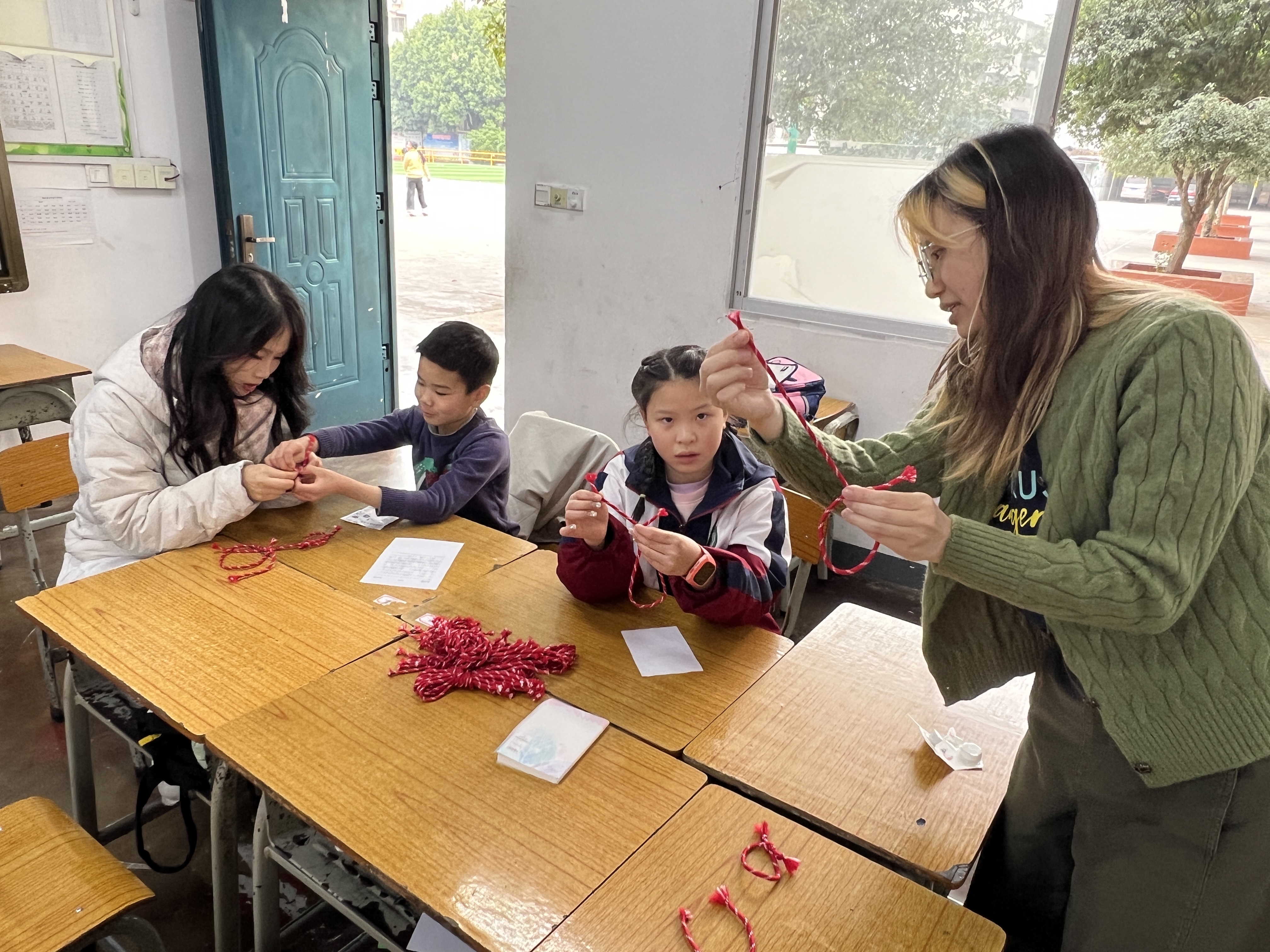 Students making handicrafts