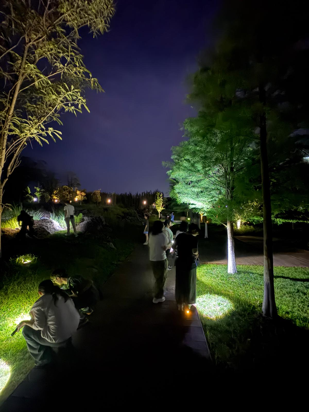 Students conducting night survey at Integral