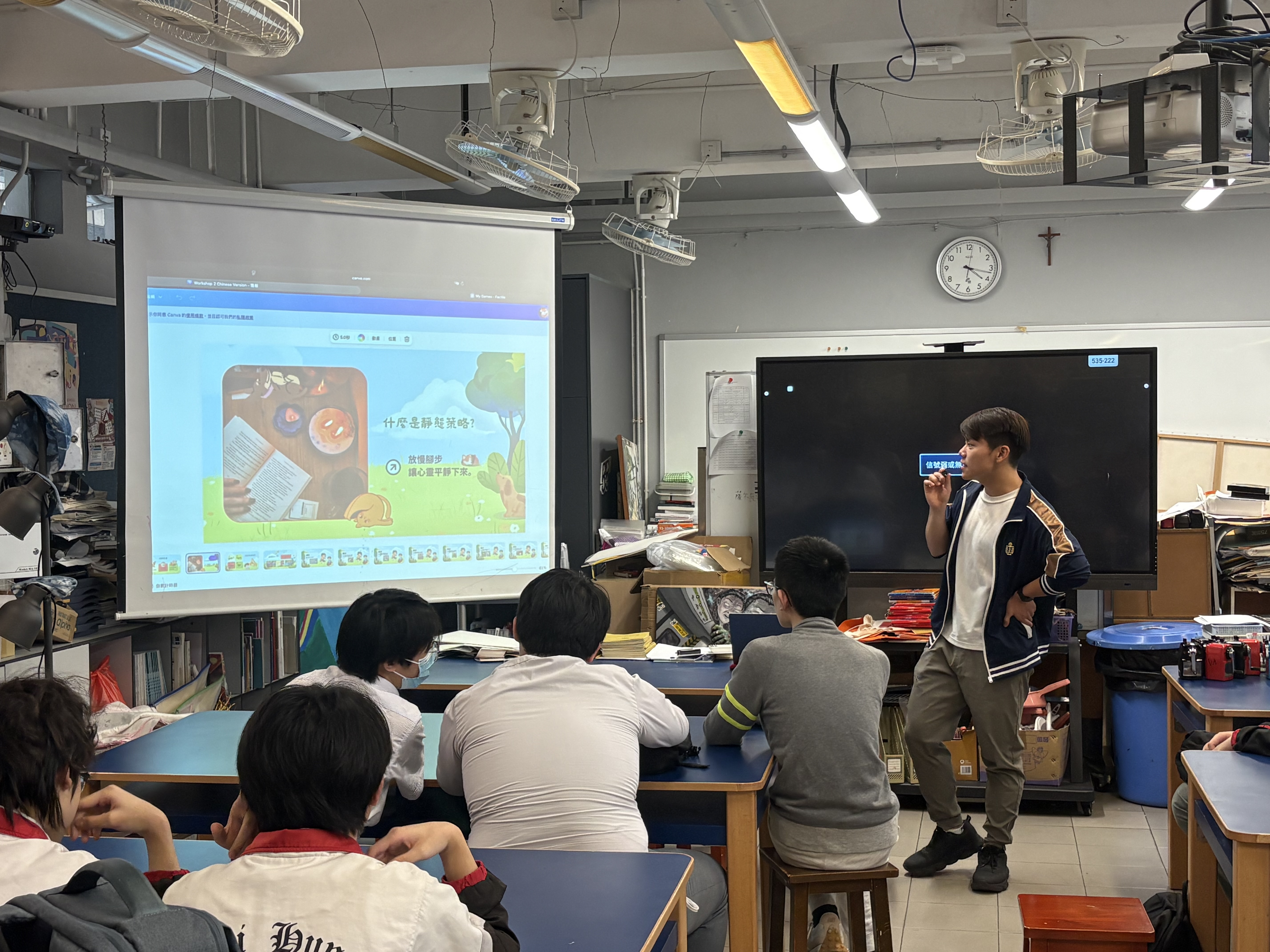 Volunteer sharing various resilience interventions to secondary school students