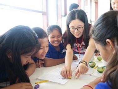 Trip participant was facilitating STEM workshop in Cambodia