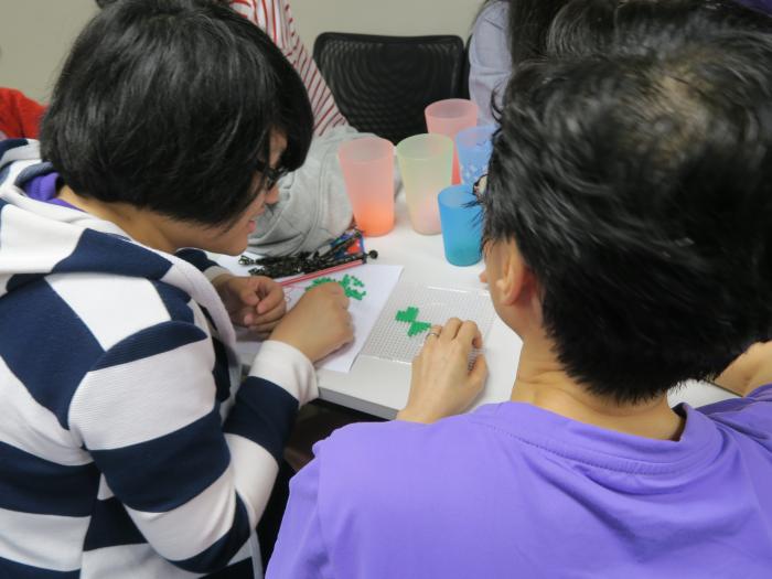 Making handicraft with Perler beads