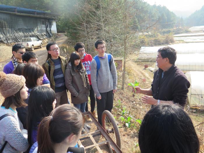 The team visiting the organic farm and learning from Prof. Lam