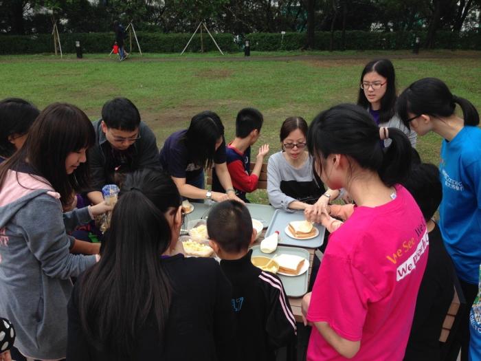 Making and enjoying sandwich together!