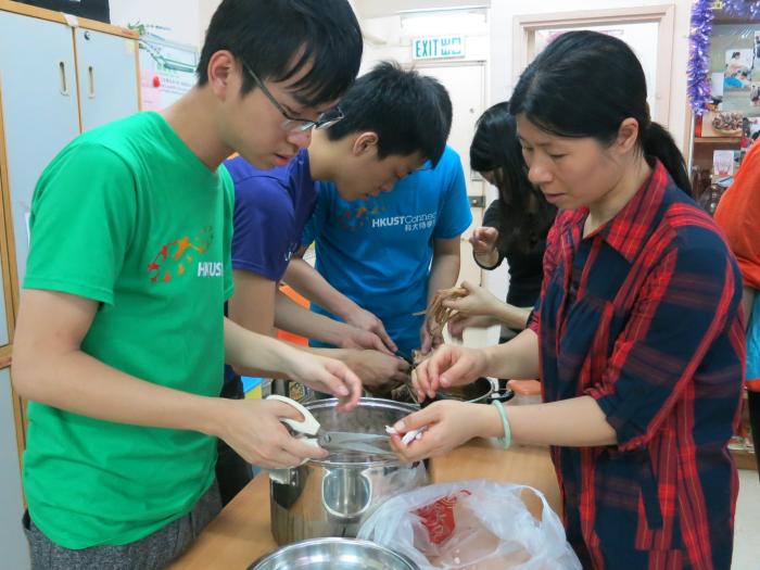 Preparing ingredients for their homemade soup