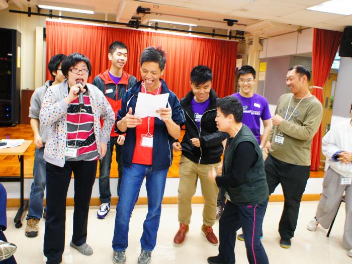 Service recipients performing a drama