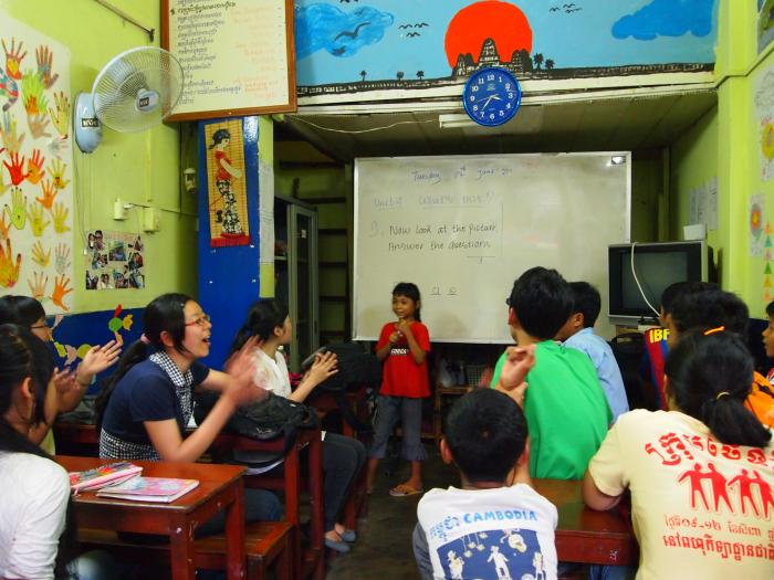 A tiny class room inside the slum school