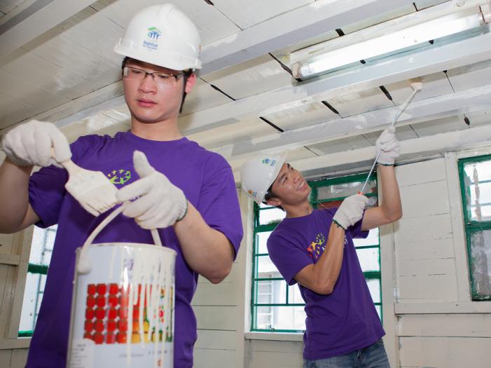 Volunteers enjoying their work