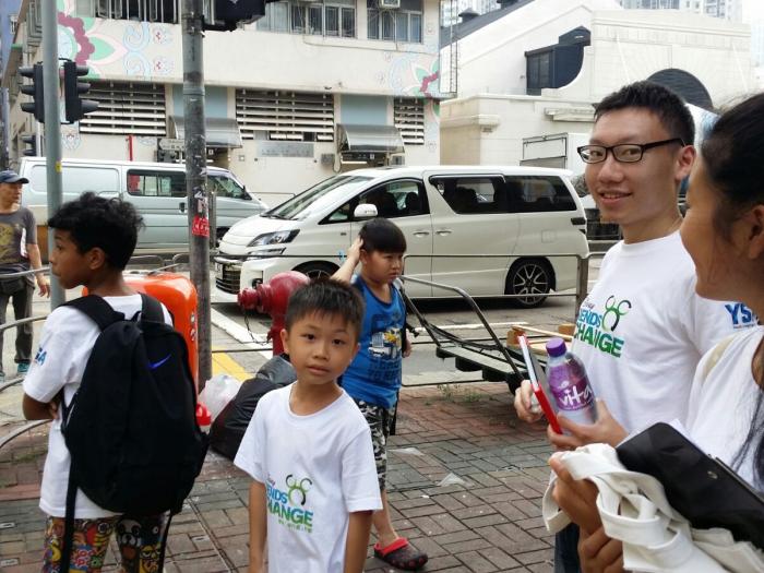 Having fun with the children