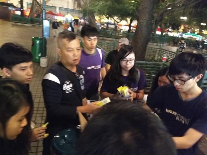 Volunteers are distributing donated materials.