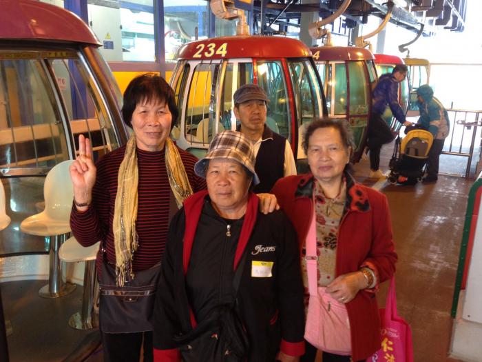 The elderly going to take Ocean Park's cable car