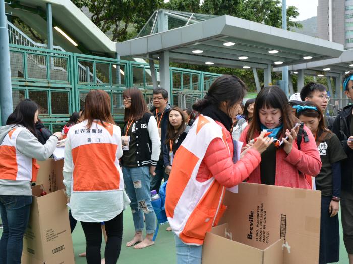 Volunteers helping to assist the event