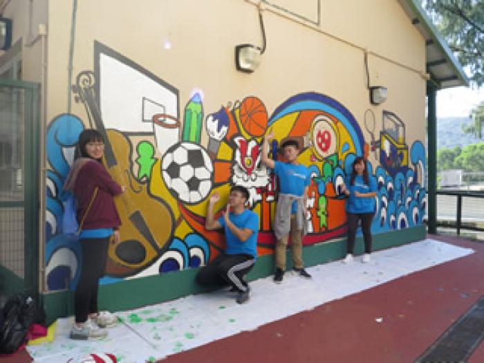 The beautiful school wall after refurbishing by the children