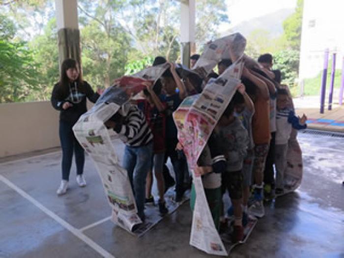 Children having fun with team-building games