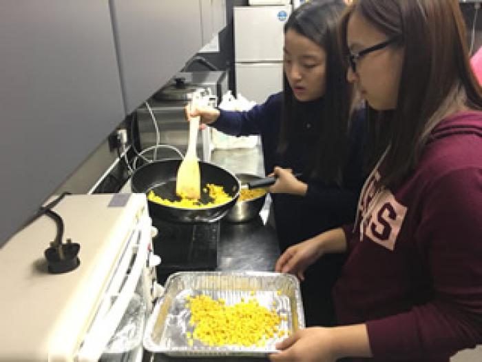 Our volunteers preparing party food