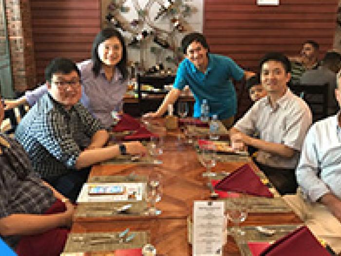 (From left to right) Prof. Chris Chao, Prof. Edwin Tso, Ms Helen Wong, Prof. Ben Chan, Prof. Fan Zhiyong, and Prof. Davis Bookhart at the Solar Panel Installation Trip