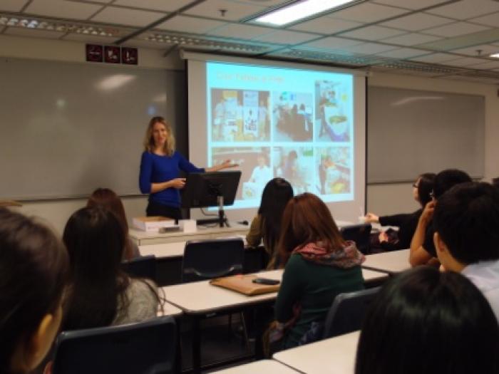 Gabrielle introducing our upcoming civic fellowship opening at Feeding Hong Kong