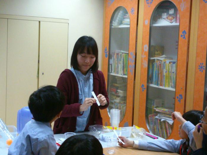 Volunteers demonstrating paper chromatography