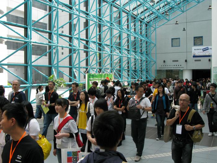 Volunteers taking participants for a tour around HKUST