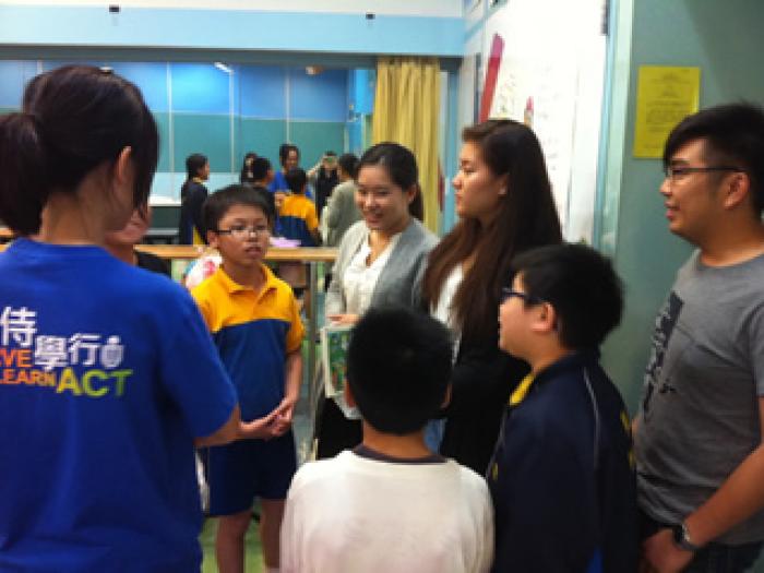 Students actively participating the matching games