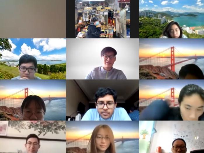 Students having a virtual tour to Tai O on Zoom