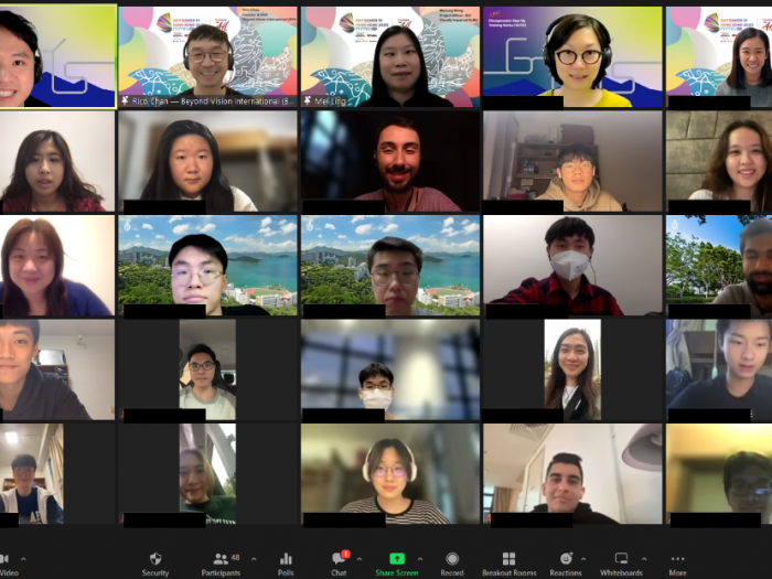 An online group photo of Rico, Mei Ling and some of the attendees.
