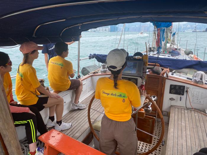 Steer the sailing boat in Victoria Harbour