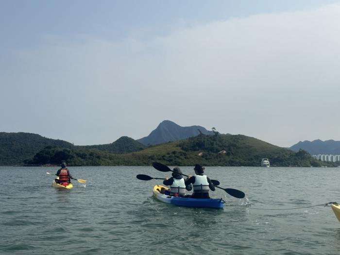 Practicing kayaking skills in a pleasant environment